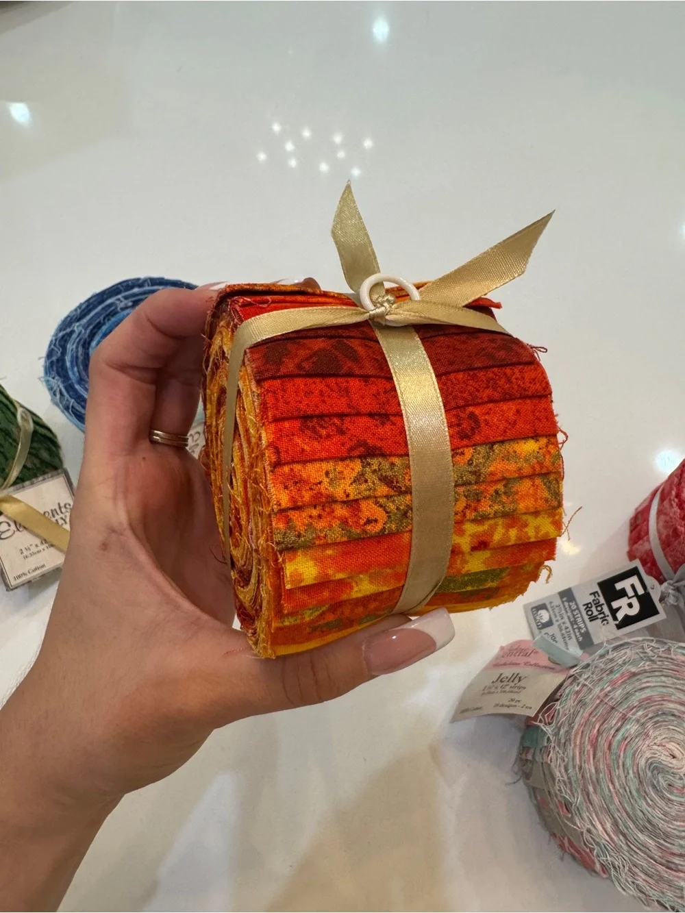 5 unopened Joann Fabric Jelly Roll Sets in Blue, Green, Orange, Red, asst - NEW